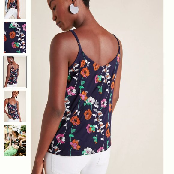 NWOT Anthropologie Kellen Embroidered Floral Tank Top Size Small - Picture 3 of 10